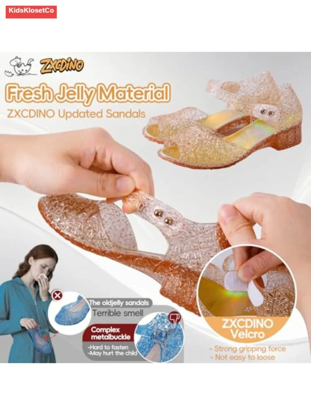 Girls Princess Jelly Wedge Sandals Glitter Costume Party Shoes
